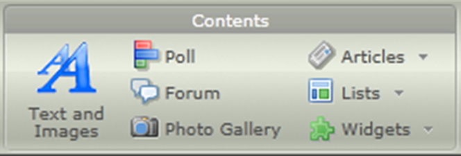 Webnode dashboard content